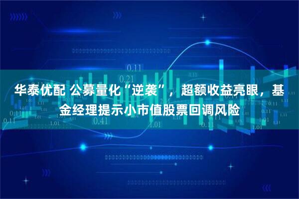 华泰优配 公募量化“逆袭”，超额收益亮眼，基金经理提示小市值股票回调风险