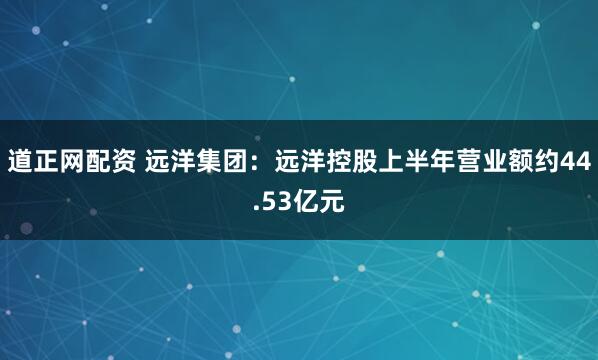 道正网配资 远洋集团：远洋控股上半年营业额约44.53亿元