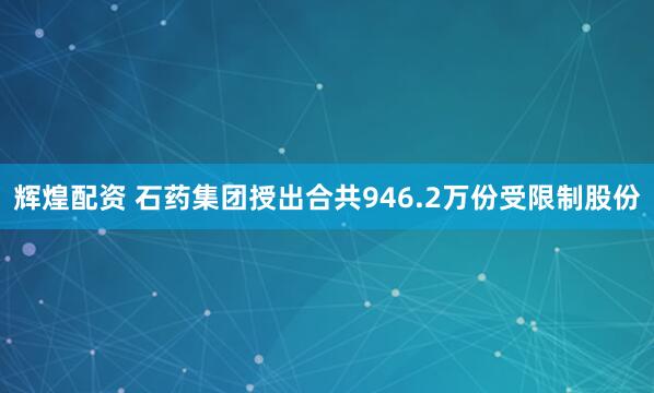 辉煌配资 石药集团授出合共946.2万份受限制股份
